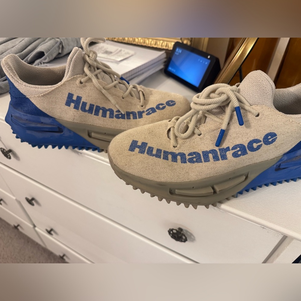 adidas Humanrace Tan and Blue Athletic Shoes